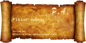 Pikler Adony névjegykártya